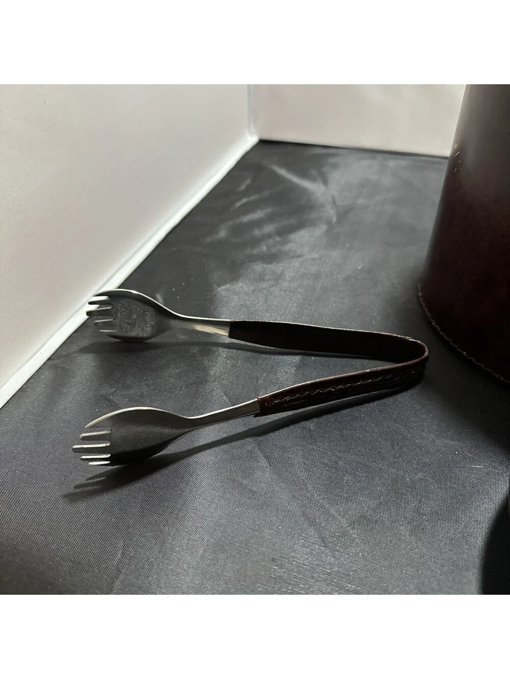 Pottery Barn Faux Leather Ice Bucket With Tongs￼